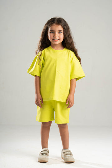 LIME GREEN LITTLE ONES SUMMER MELTON BOX-TEE