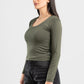 FOREST GREEN LONG SLEEVES WIDE NECK TOP