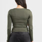 FOREST GREEN LONG SLEEVES WIDE NECK TOP