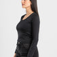 BLACK LONG SLEEVES WIDE NECK TOP