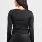 BLACK LONG SLEEVES WIDE NECK TOP