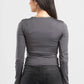 DARK GREY LONG SLEEVES WIDE NECK TOP