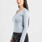 LIGHT GREY LONG SLEEVES WIDE NECK TOP