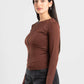 DARK BROWN FULL-ZIPPER TOP