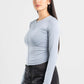 LIGHT GREY FULL-ZIPPER TOP