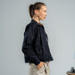 BLACK BUTTON-DOWN GABARDINE JACKET
