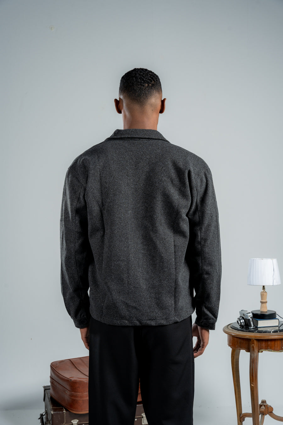 MEN GREY WOOL SHORT COAT