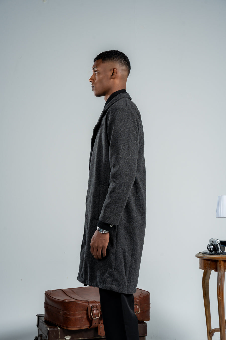 MEN GREY WOOL COAT