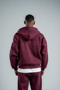 BURGUNDY ESSENTIAL ZIP UP HOODIE