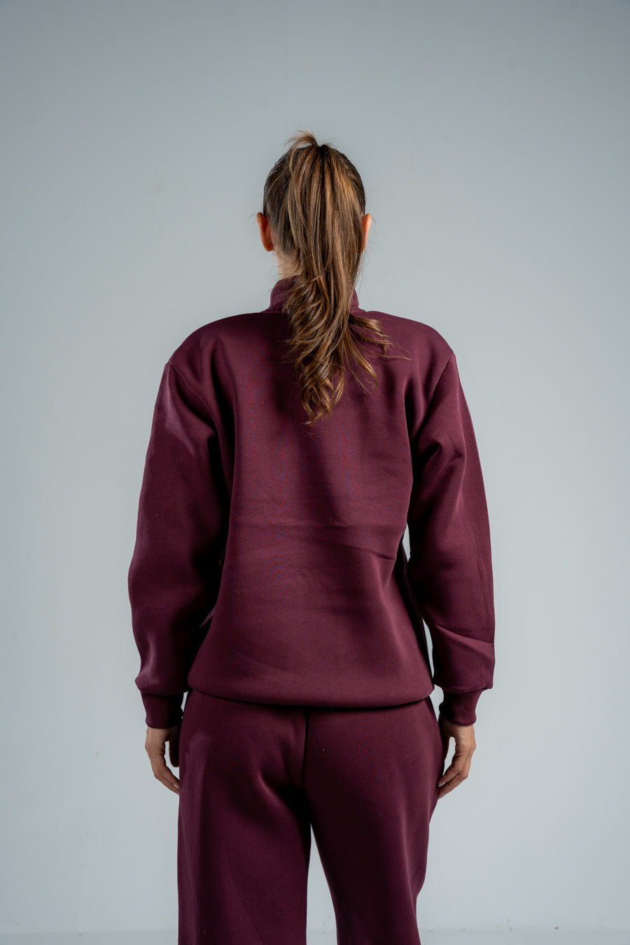 QUARTER-ZIP BURGUNDY SWEATSHIRT