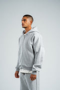 ASH GREY ESSENTIAL ZIP UP HOODIE