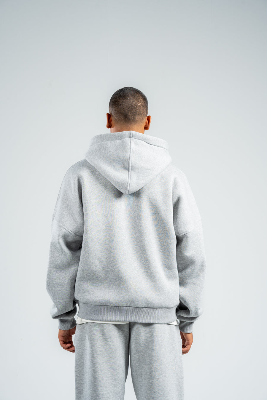 ASH GREY ESSENTIAL ZIP UP HOODIE