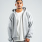 ASH GREY ESSENTIAL ZIP UP HOODIE