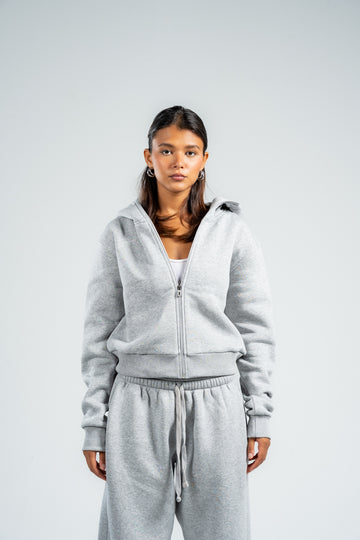 ASH GREY CROPPED FULL ZIPPER