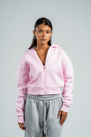 PINK CROPPED FULL ZIPPER