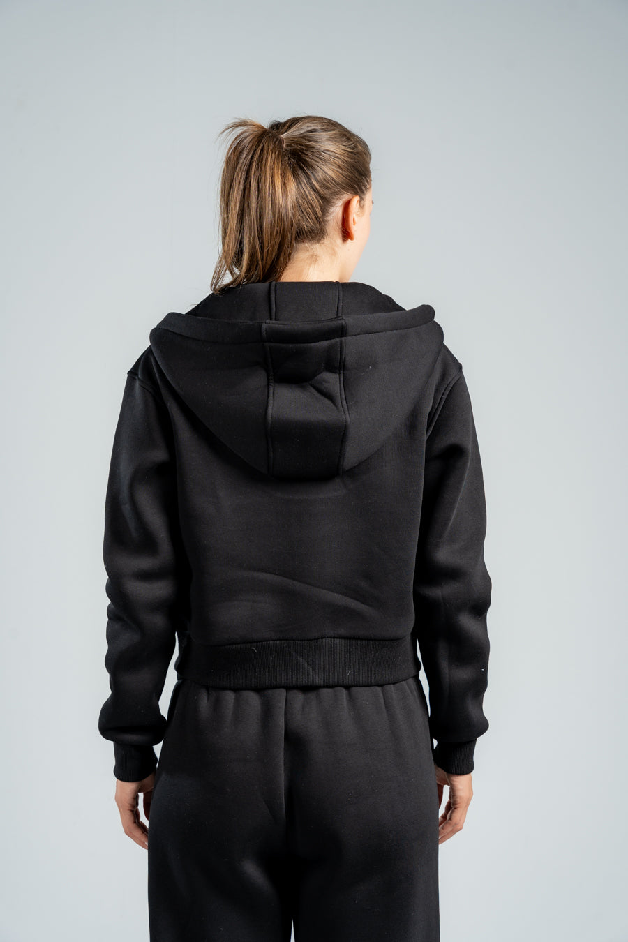 BLACK CROPPED FULL ZIPPER