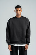 BLACK BOXY-FIT CREWNECK