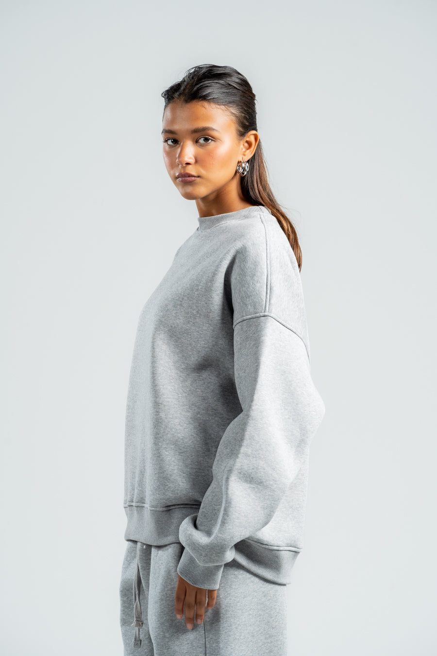 ASH GREY BOXY-FIT CREWNECK