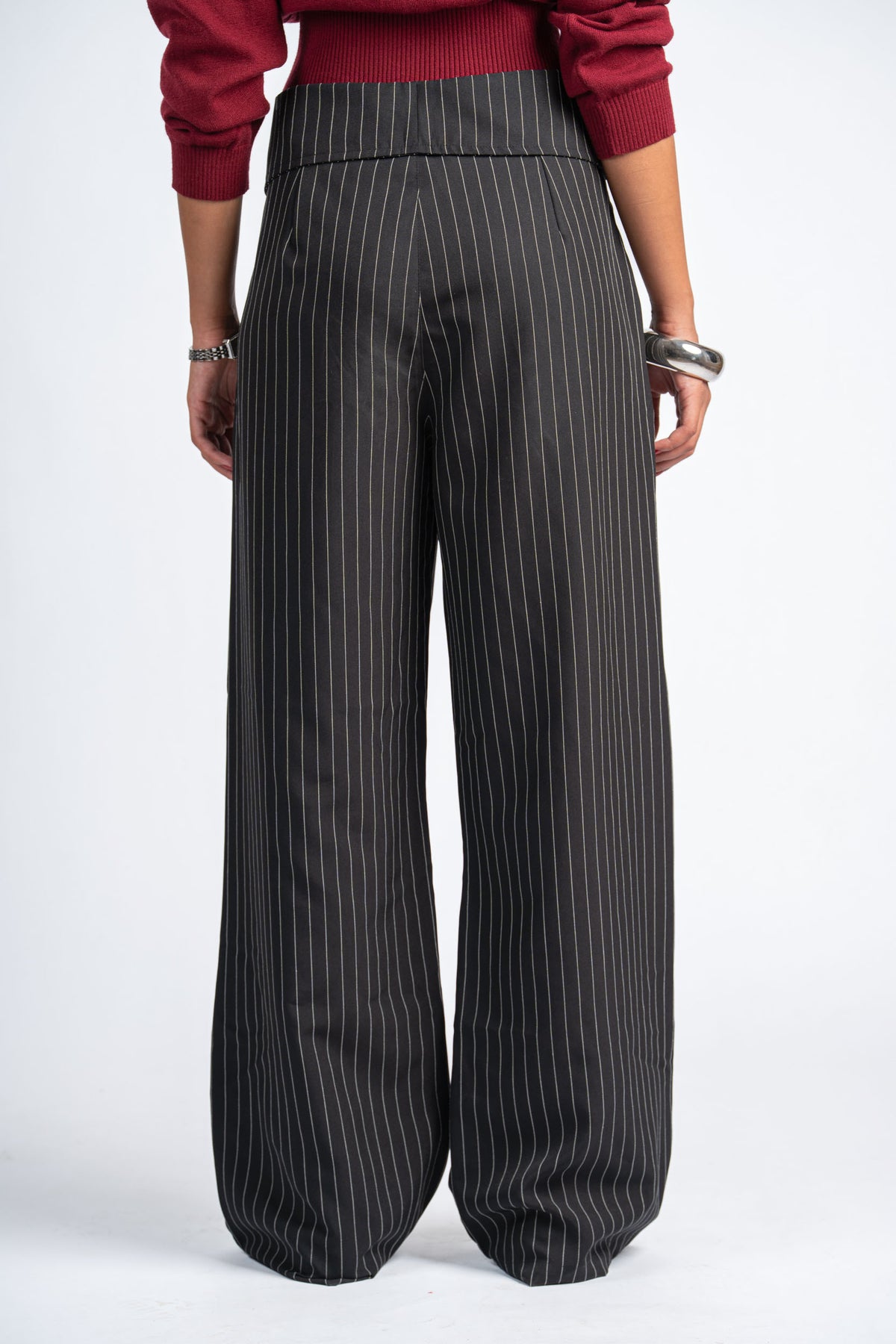 BLACK PINSTRIPE TIE PANTS