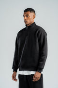 QUARTER-ZIP BLACK SWEATSHIRT