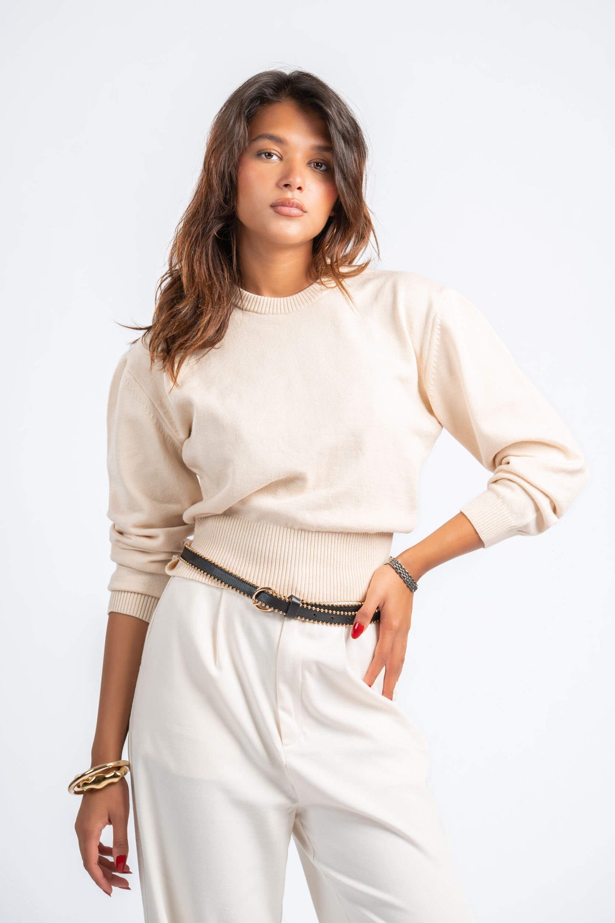 CREAMY SNATCHED WAIST PULLOVER