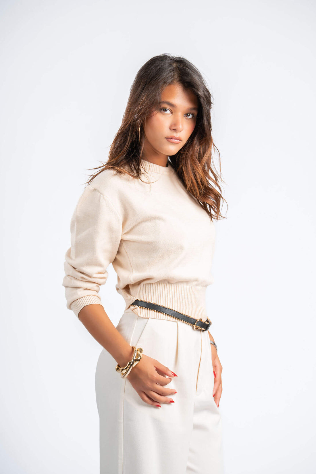 CREAMY SNATCHED WAIST PULLOVER