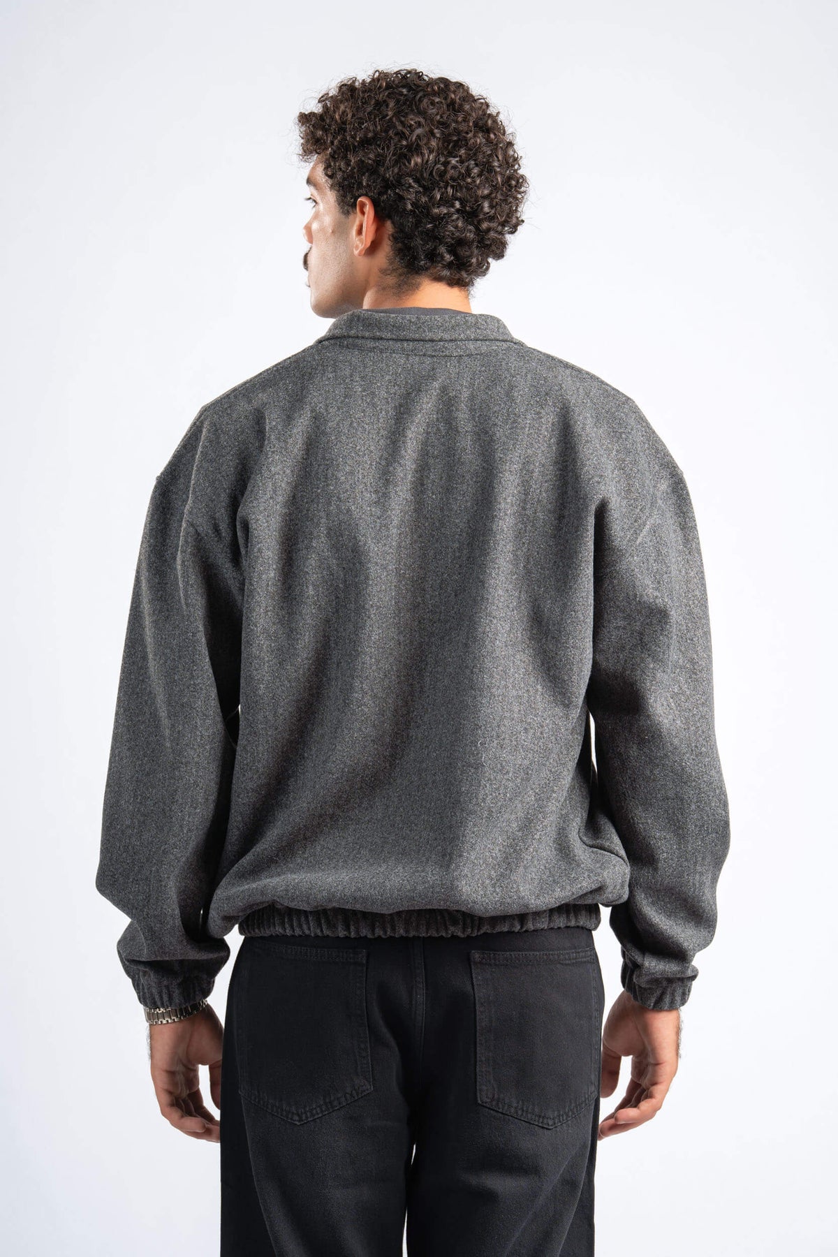 DARK GREY WOOL QUARTER ZIP