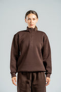 QUARTER-ZIP DARK BROWN SWEATSHIRT