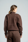 QUARTER-ZIP DARK BROWN SWEATSHIRT