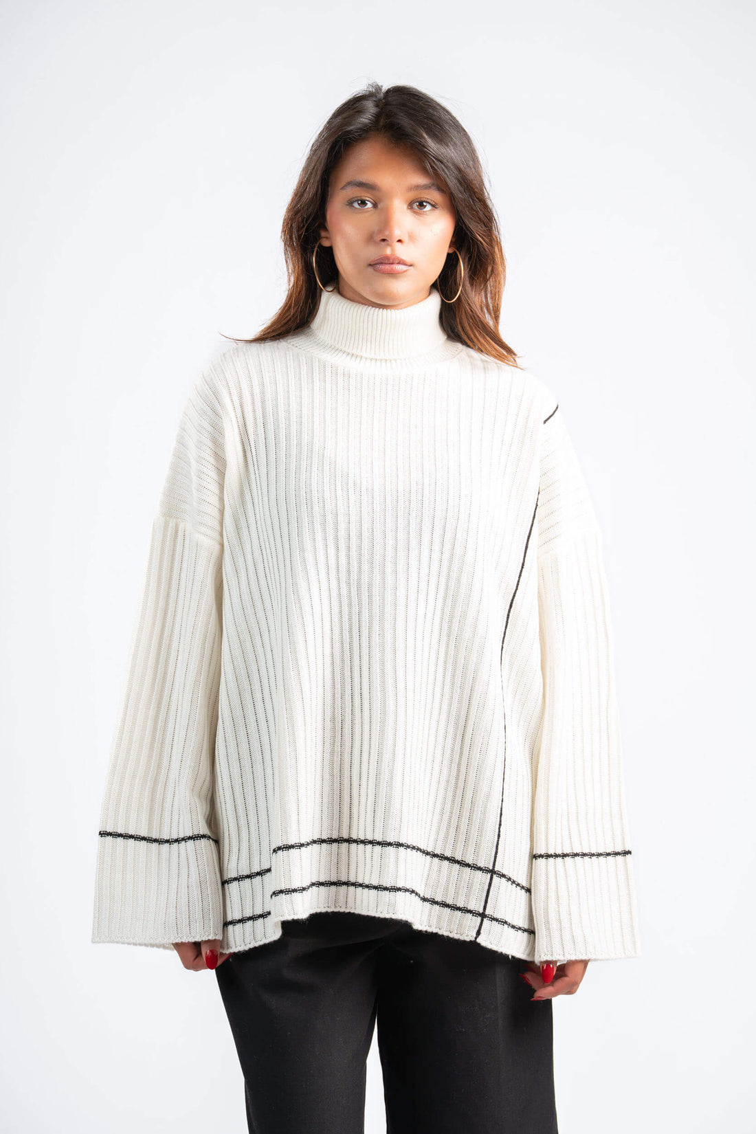OFF WHITE CONTOUR KNIT SWEATER