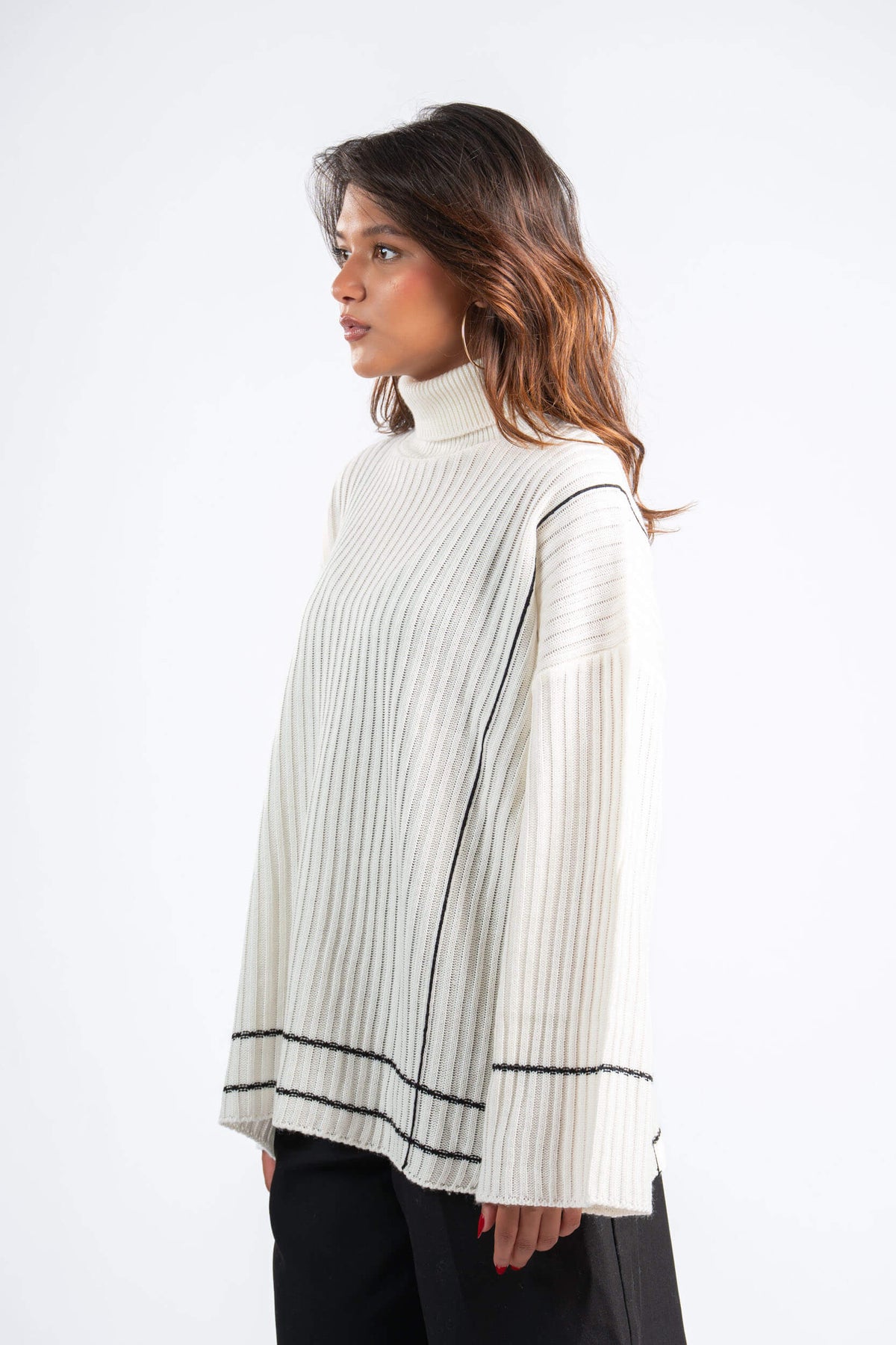 OFF WHITE CONTOUR KNIT SWEATER