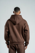 DARK BROWN ESSENTIAL ZIP UP HOODIE