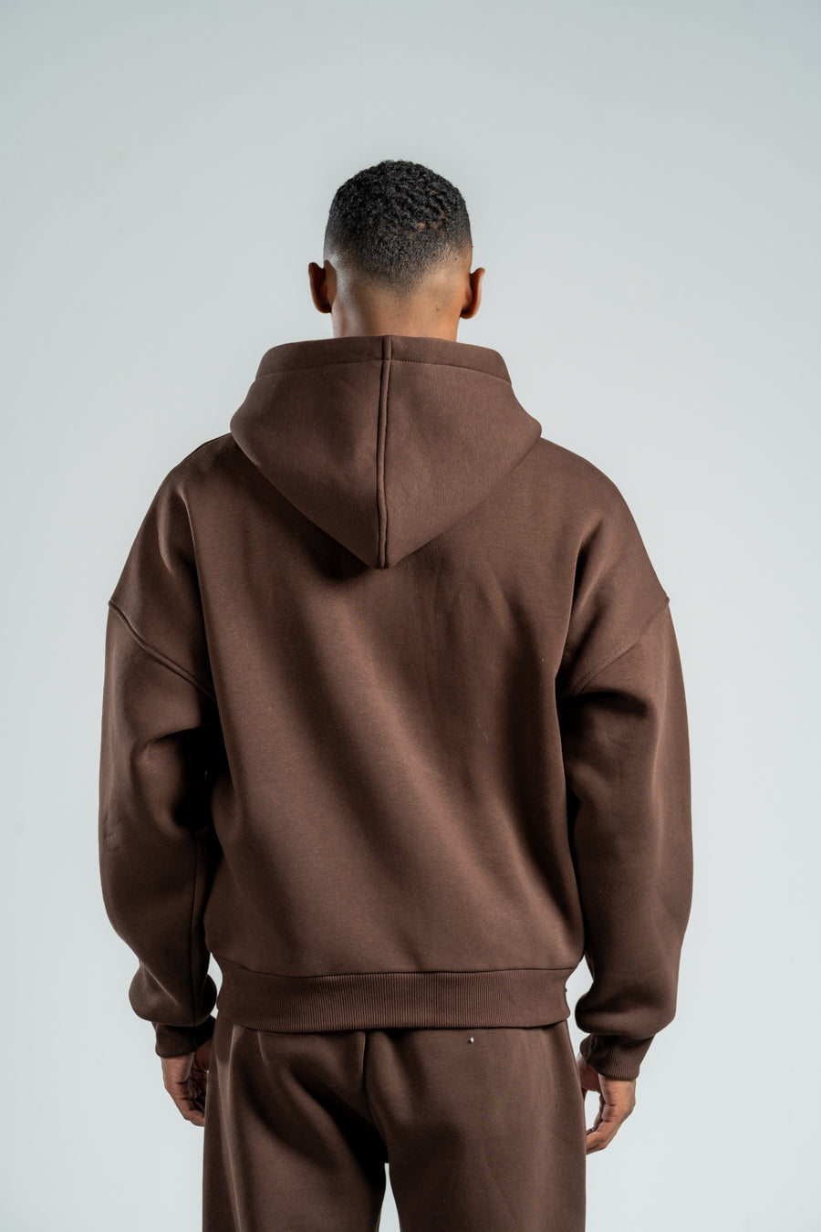DARK BROWN ESSENTIAL ZIP UP HOODIE