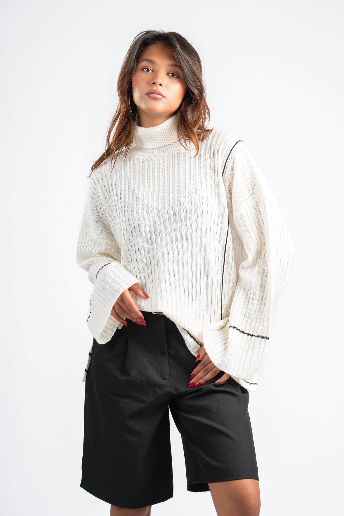 OFF WHITE CONTOUR KNIT SWEATER