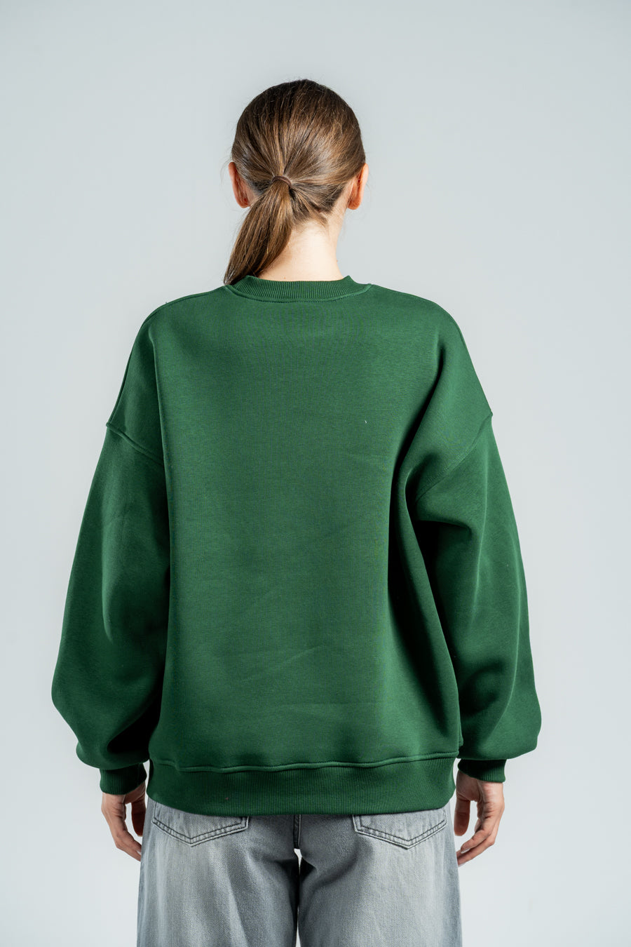 DARK GREEN BOXY-FIT CREWNECK