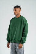DARK GREEN BOXY-FIT CREWNECK