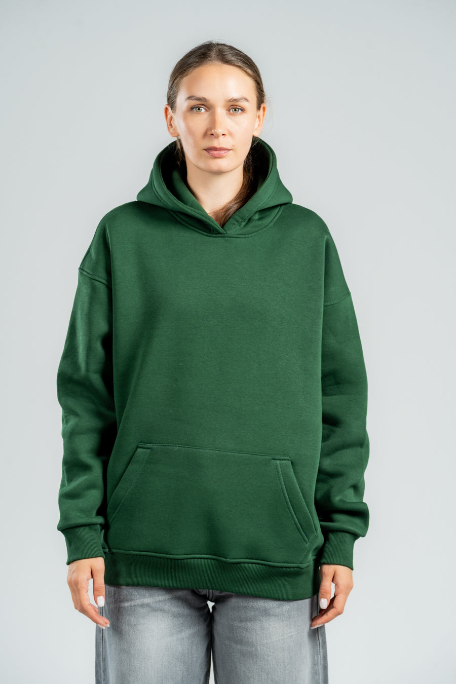 DARK GREEN OVER-SIZED HOODIE