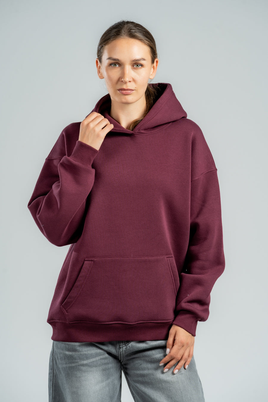 BURGUNDY OVER-SIZED HOODIE