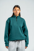 QUARTER-ZIP TEAL SWEATSHIRT