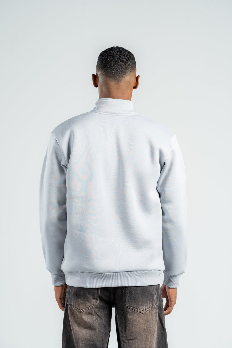 QUARTER-ZIP LIGHT GREY SWEATSHIRT