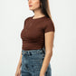DARK BROWN HALF ZIPPER TOP