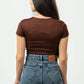 DARK BROWN HALF ZIPPER TOP