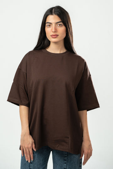 DARK BROWN SUMMER MELTON BOX TEE