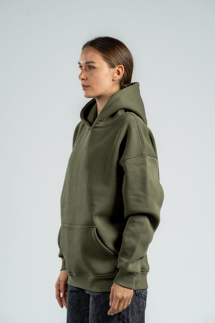 KHAKI GREEN OVER-SIZED HOODIE