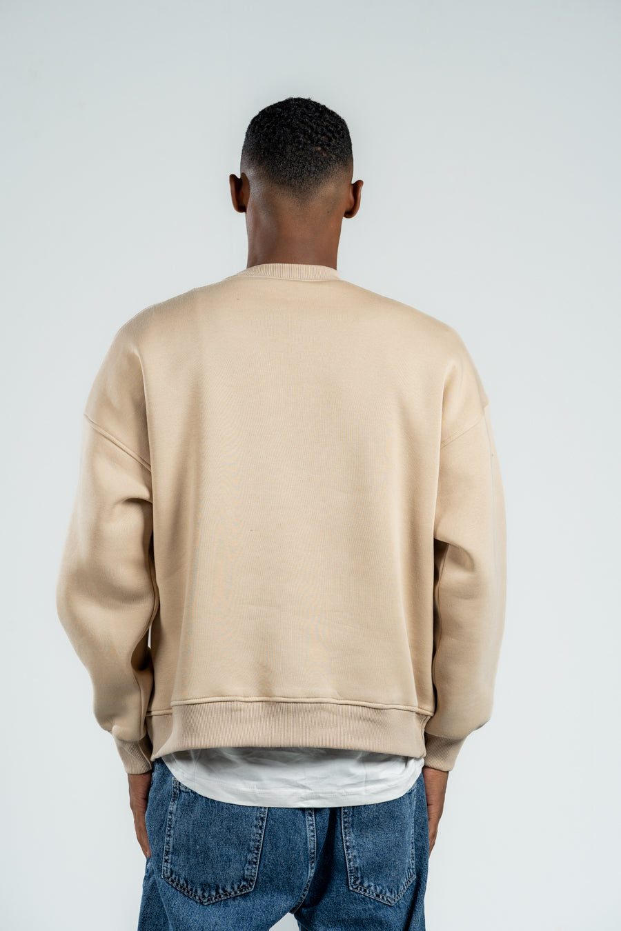 LIGHT BEIGE BOXY-FIT CREWNECK