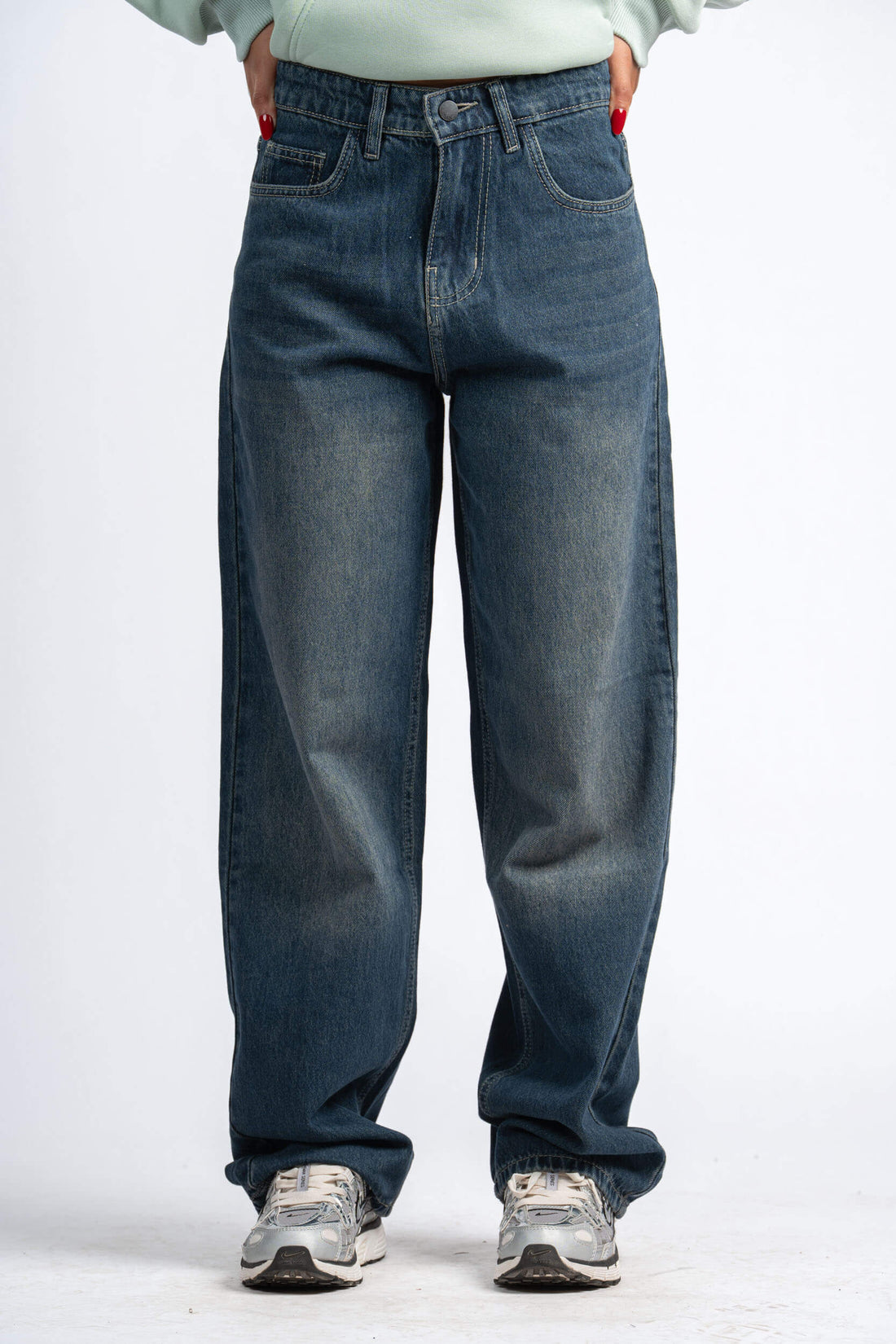 WASHED GREEN OVERSIZED DENIM PANTS