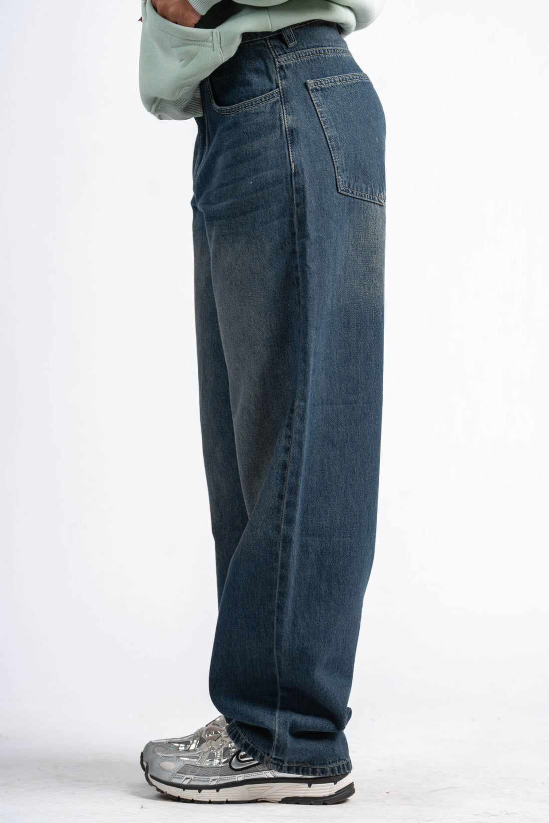 WASHED GREEN OVERSIZED DENIM PANTS