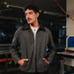 AFTERHOUR DARK GREY JACKET WITH LEATHER COLLAR