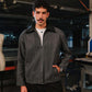 AFTERHOUR DARK GREY JACKET WITH LEATHER COLLAR