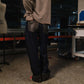 LEATHER TRIM DENIM